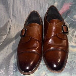 Men's Brown Leather Monk Strap Dress Shoes